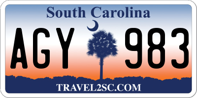 SC license plate AGY983
