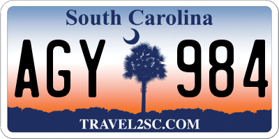 SC license plate AGY984