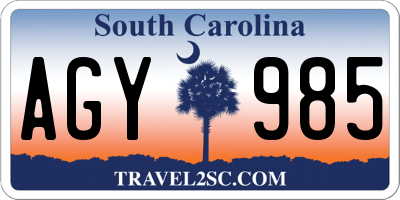 SC license plate AGY985