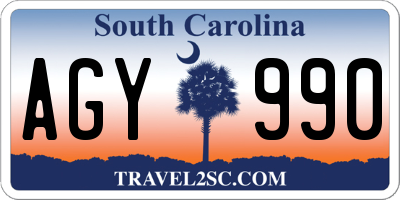 SC license plate AGY990