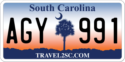 SC license plate AGY991