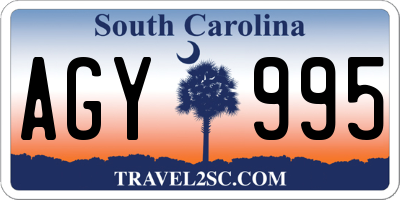 SC license plate AGY995