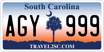 SC license plate AGY999