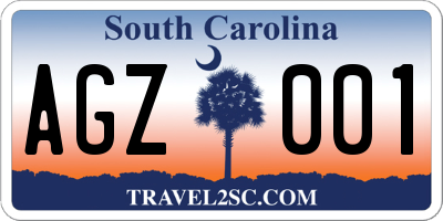 SC license plate AGZ001