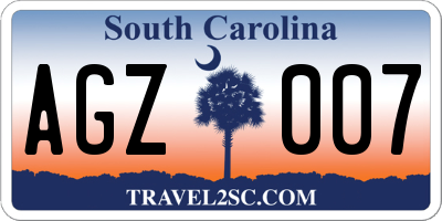 SC license plate AGZ007