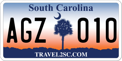 SC license plate AGZ010