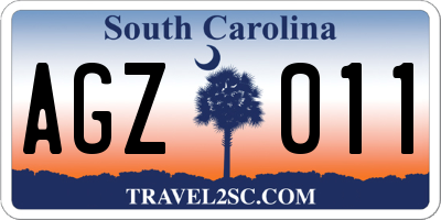SC license plate AGZ011