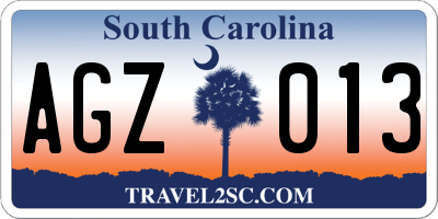 SC license plate AGZ013