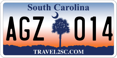SC license plate AGZ014