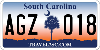 SC license plate AGZ018