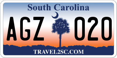 SC license plate AGZ020