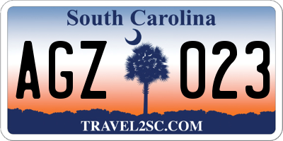 SC license plate AGZ023