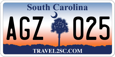 SC license plate AGZ025