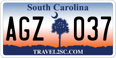 SC license plate AGZ037