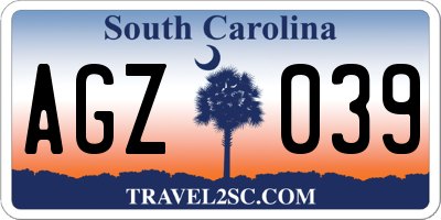SC license plate AGZ039