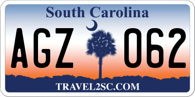 SC license plate AGZ062