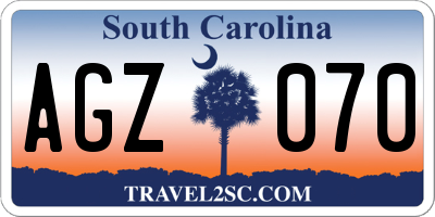 SC license plate AGZ070