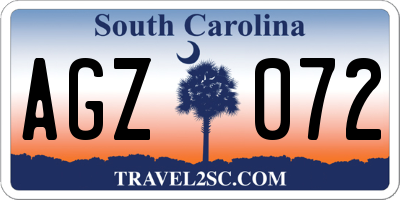 SC license plate AGZ072