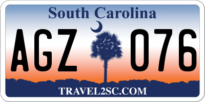 SC license plate AGZ076
