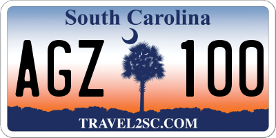 SC license plate AGZ100