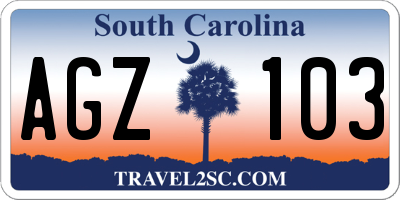 SC license plate AGZ103