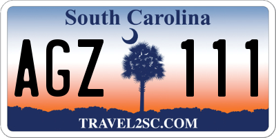 SC license plate AGZ111