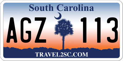 SC license plate AGZ113