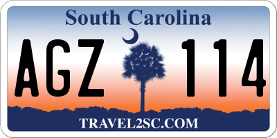 SC license plate AGZ114