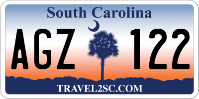 SC license plate AGZ122