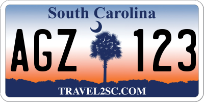 SC license plate AGZ123