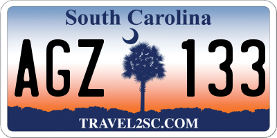 SC license plate AGZ133
