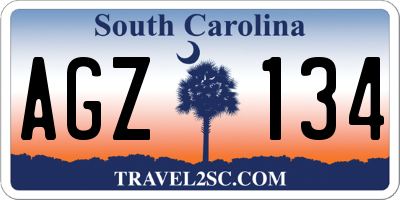 SC license plate AGZ134