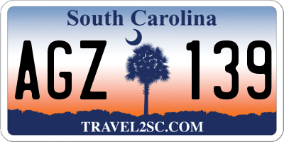 SC license plate AGZ139
