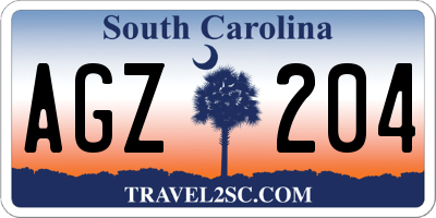 SC license plate AGZ204