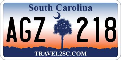 SC license plate AGZ218