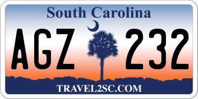 SC license plate AGZ232