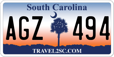 SC license plate AGZ494