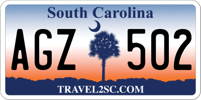 SC license plate AGZ502