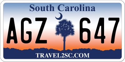 SC license plate AGZ647