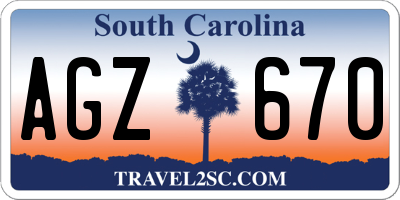 SC license plate AGZ670