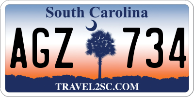 SC license plate AGZ734