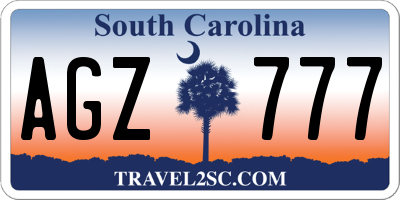 SC license plate AGZ777