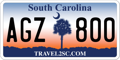 SC license plate AGZ800