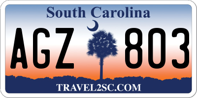 SC license plate AGZ803