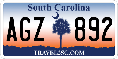 SC license plate AGZ892