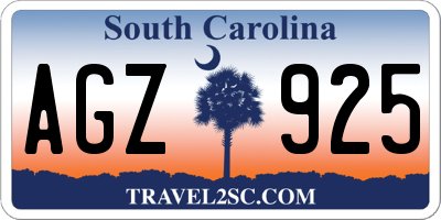 SC license plate AGZ925