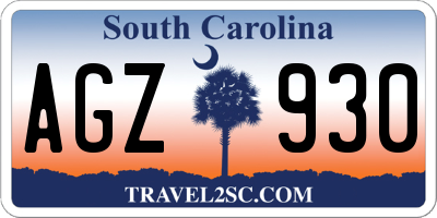 SC license plate AGZ930