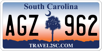 SC license plate AGZ962