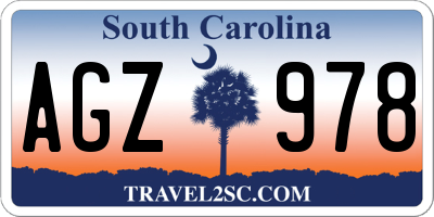 SC license plate AGZ978