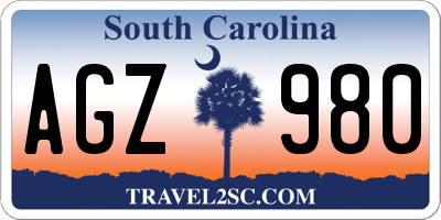 SC license plate AGZ980